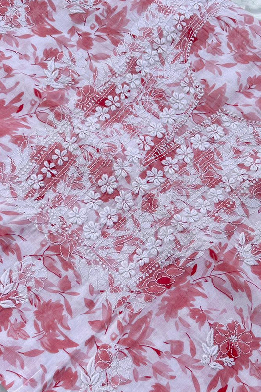 Beautiful Hand Embroidered Lucknow Chikankari Work Cotton Fabric( kurta fabric only)