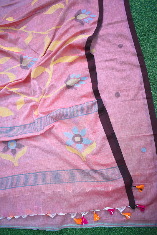 Kalakriti : Beautiful Hand Woven Soft Cotton Jamdani Kurta Fabric & Heavy Woven Dupatta set