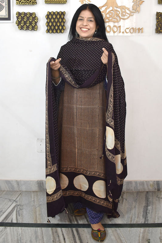 Beautiful Hand Block Printed Modal Silk 3 piece set