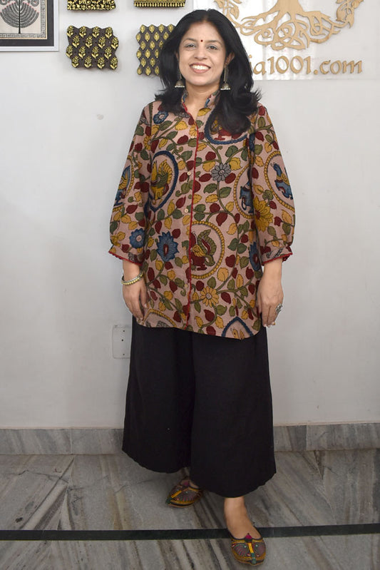 Beautiful Hand Block Printed Kalamkari cotton Short kurta/Top