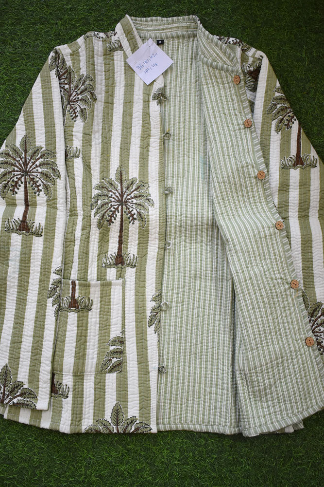 Block Print Quilted Reversible cotton jacket - Size  36-46