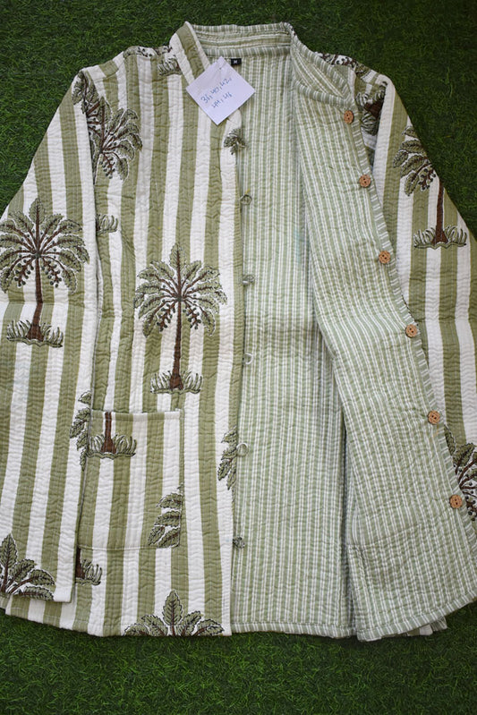 Block Print Quilted Reversible cotton jacket - Size  36-46