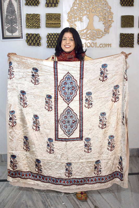 Ajrakh Velvet kurta fabric