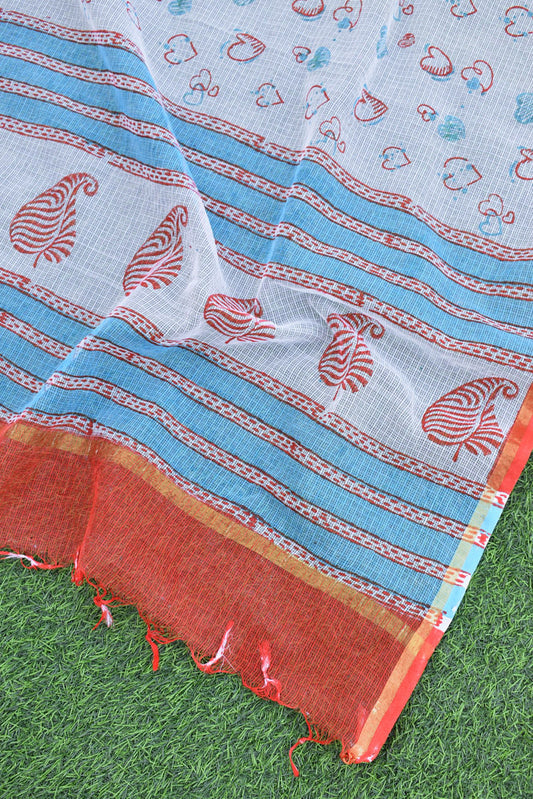 Eternal Embrace :  Hand Block Printed Kota Cotton Dupatta