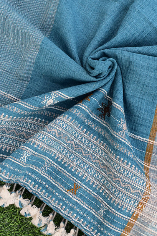 Unique, Warm Handwoven Bhujodi Handwoven Pure Wool shawl with tassels - Unisex Shawls