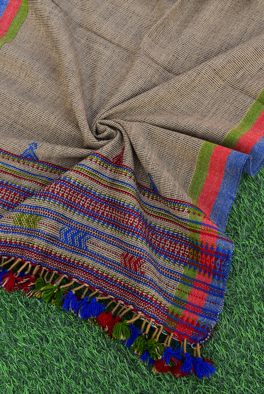 Warm Handwoven Bhujodi Handwoven Pure Wool stole with tassels