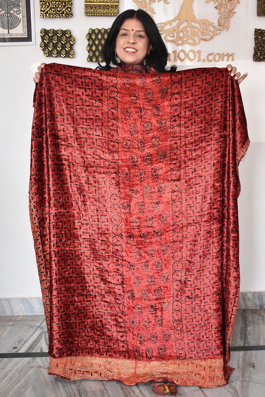 Ajrakh Velvet kurta fabric