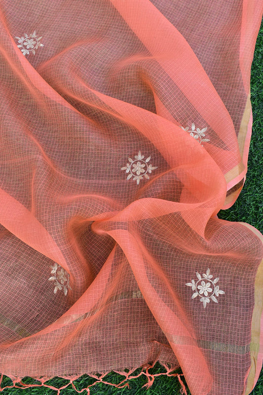 Kota silk dupatta with Pitta Embroidery work