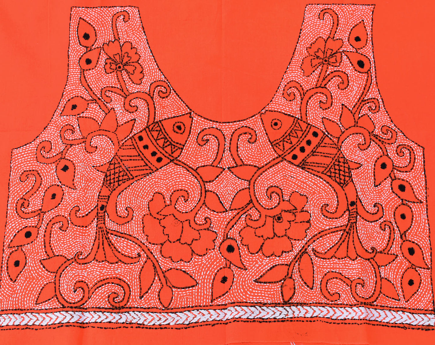 Cotton Blouse fabric with Hand Nakkshi Kantha work