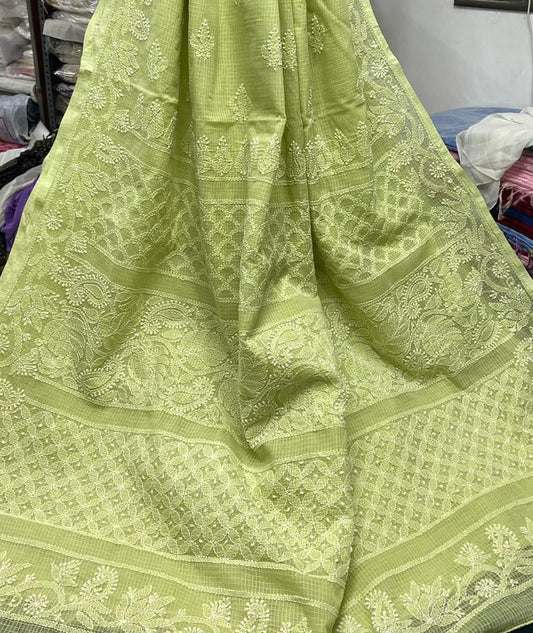 Elegant Kota cotton Saree with Hand Lucknowi Chikankari work ( without BP)