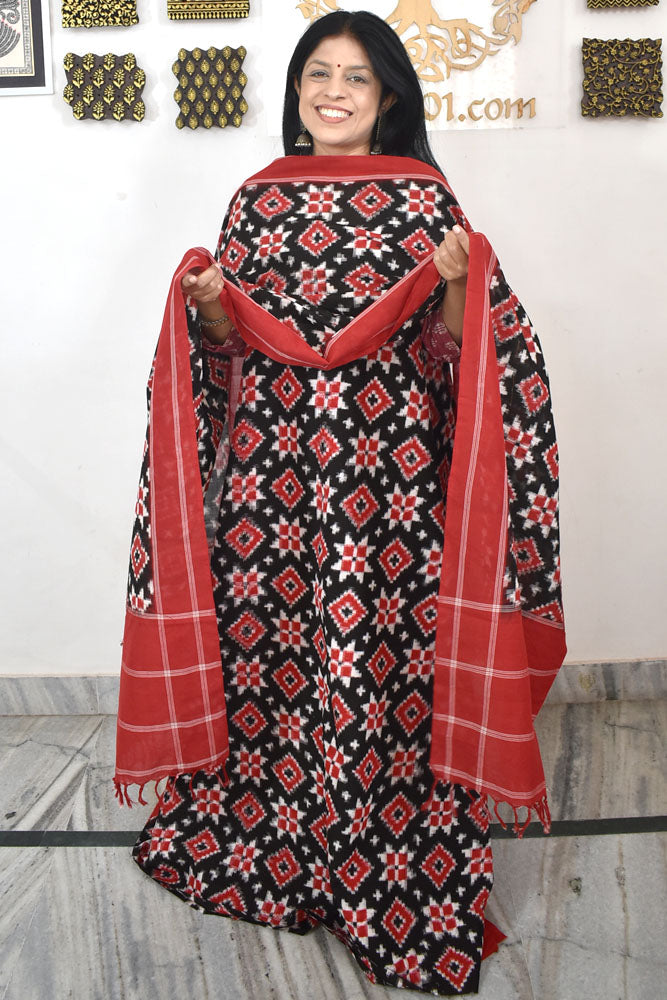 Handloom Cotton Pochampally Double Ikat Telia Rumal Dupatta & kurta set