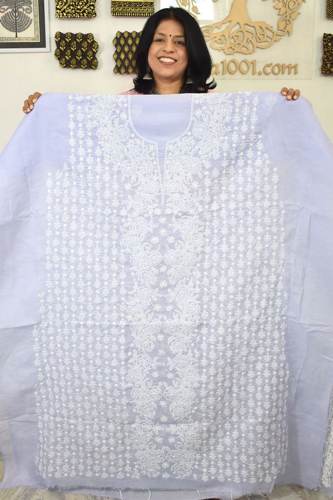 Premium Hand Embroidered Chikankari work Voile fabric