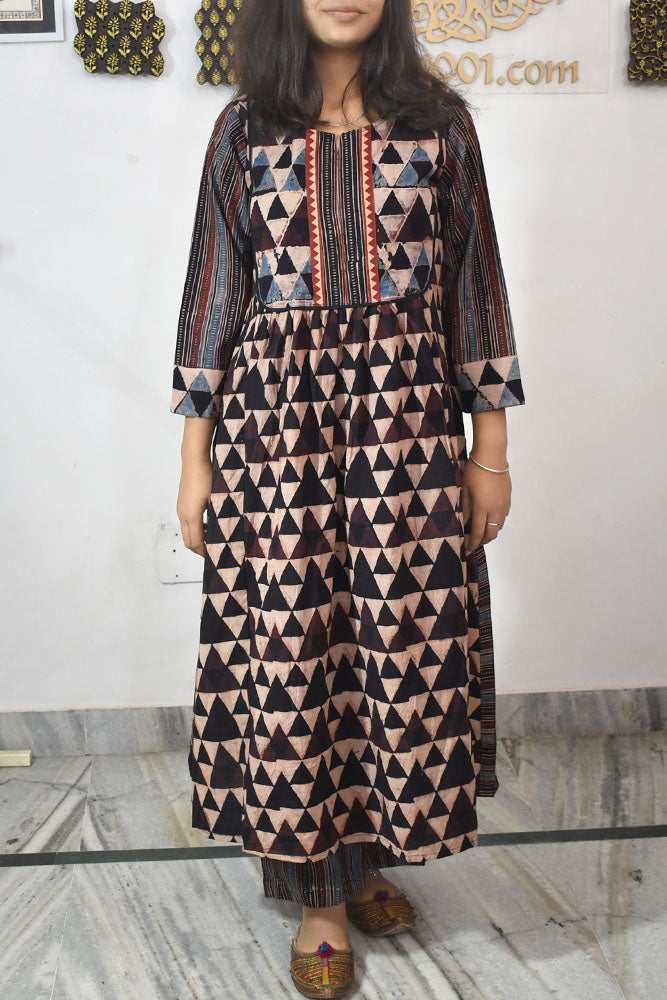 Designer Hand Block Printed Ajrakh cotton Kurta & Pant Sets - Size 38 to 46 ( all sizes)