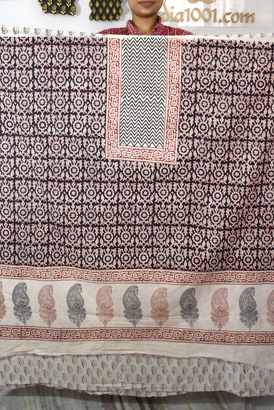Designer Cotton Bagh Hand Block Print  Kurta Fabric - 2.5 mtrs cut