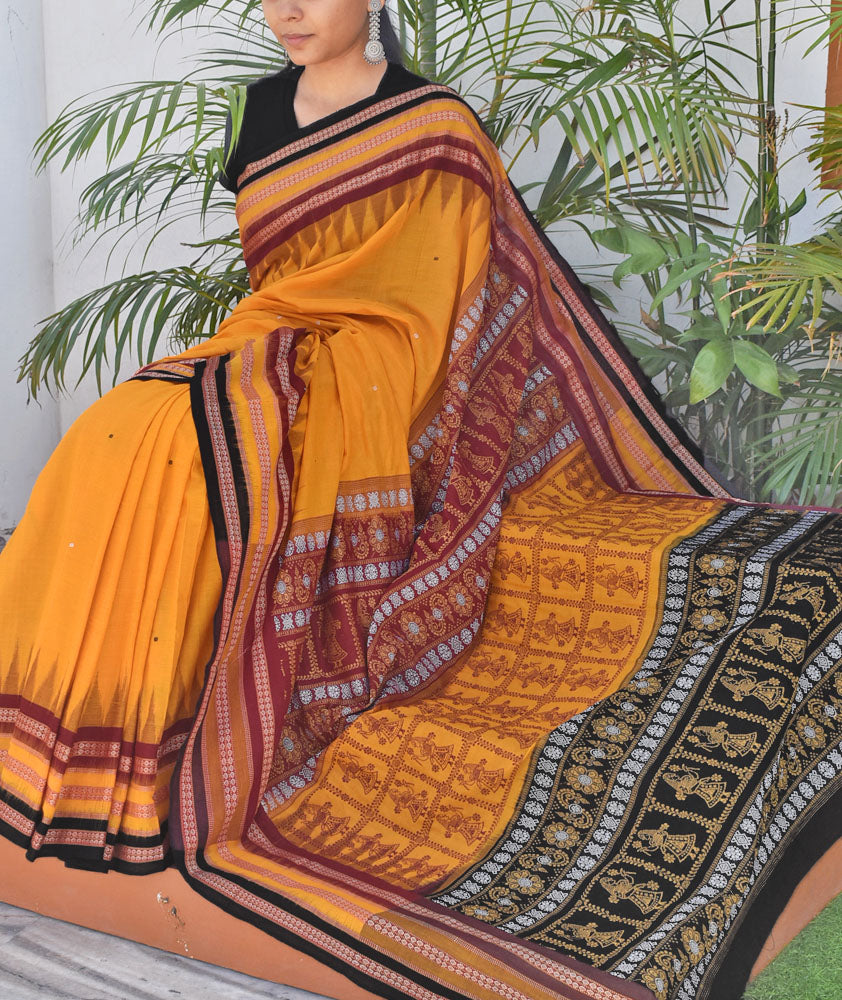 Elegant Handwoven Doll Bomkai cotton Saree