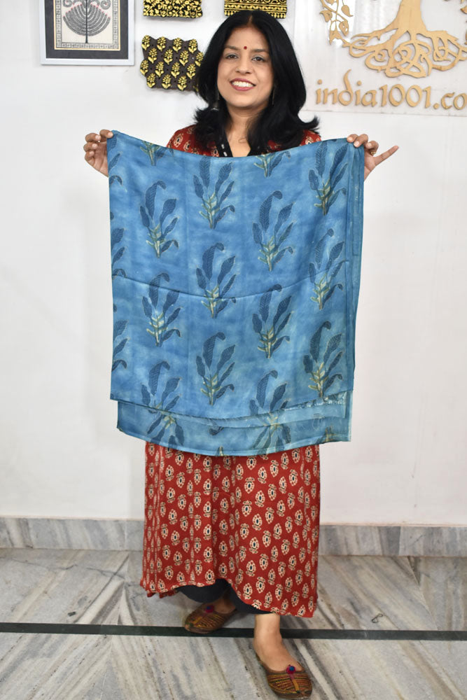 Beautiful Modal Vanaspati Ajrakh Hand Block Print Fabric - 2.5 mtrs cut