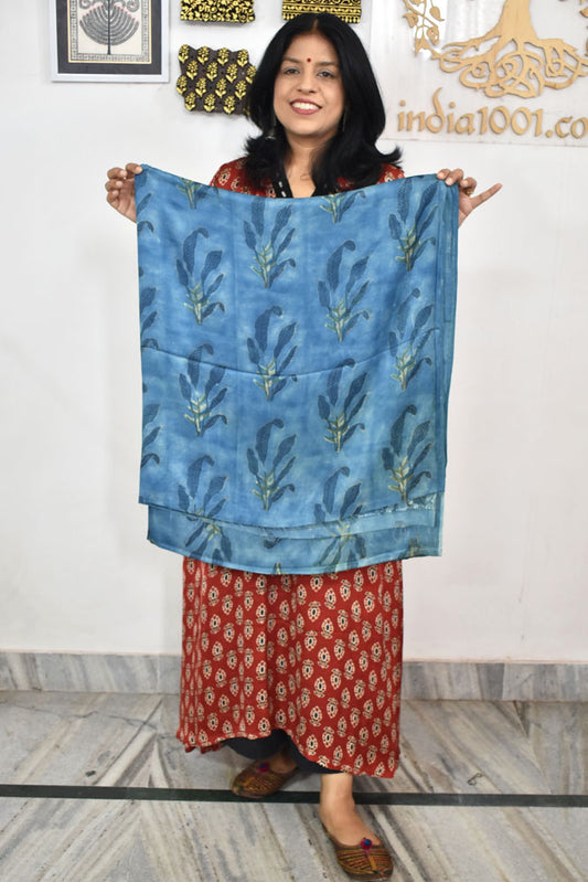 Beautiful Modal Vanaspati Ajrakh Hand Block Print Fabric - 2.5 mtrs cut