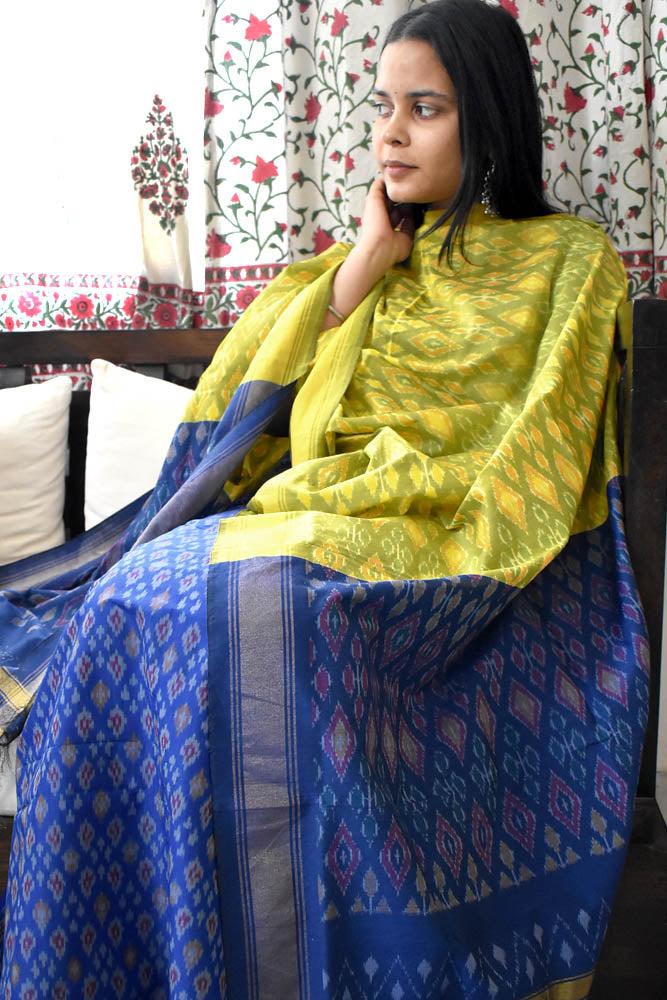 Handwoven Ikkat Silk Cotton Kurta fabric & dupatta Set