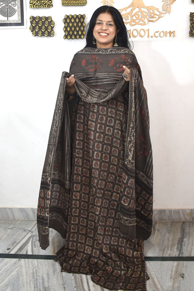 Beautiful Nashpal Hand Block Printed Modal Silk set