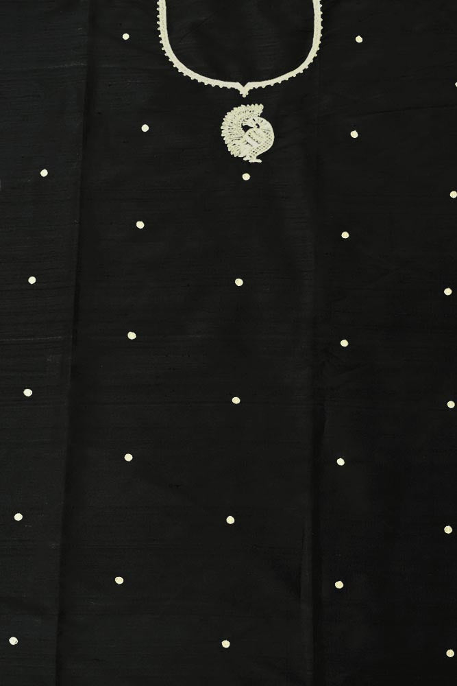 Raw Silk Kurta Fabric with Aari Work( 2.5 mtrs)