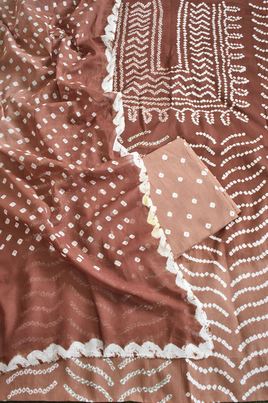 Hand Tie & Dye Kutch Bandhani 3 pc Cotton Unstitched Suit