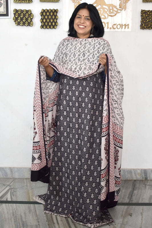 Bagh Hand Block Printed unstitched 3 pc Cotton suit fabric with block print from MP