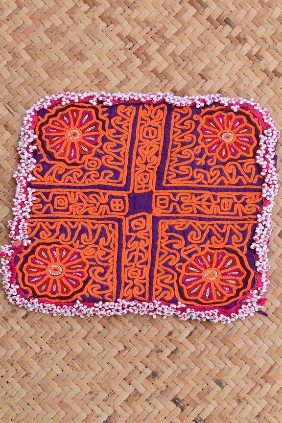 Authentic Vintage Hand Embroidered Banjara Afghani Tribal Patch with bead work