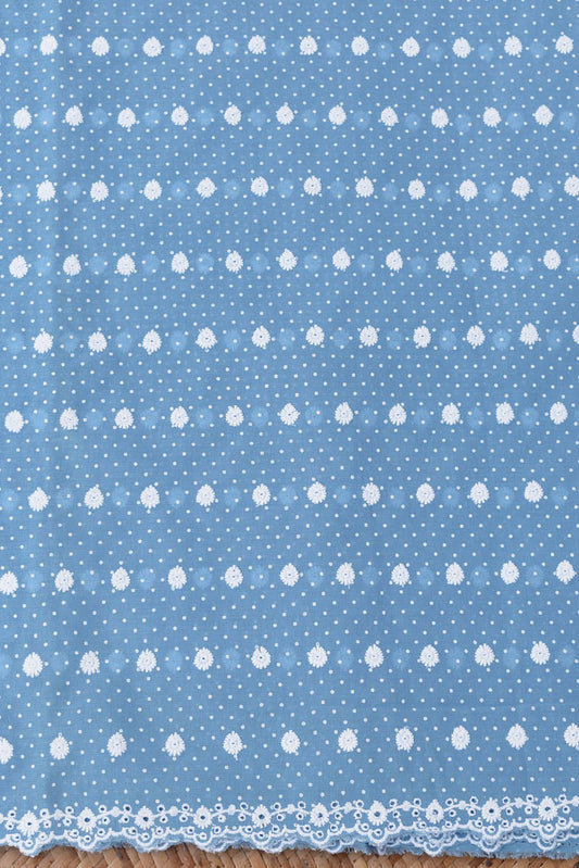 Beautiful cotton fabric with schiffli work & embroidery - 2.5 mtrs