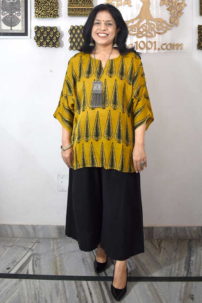 Beautiful Ajrakh Modal Silk Kaftan - 38 - 44