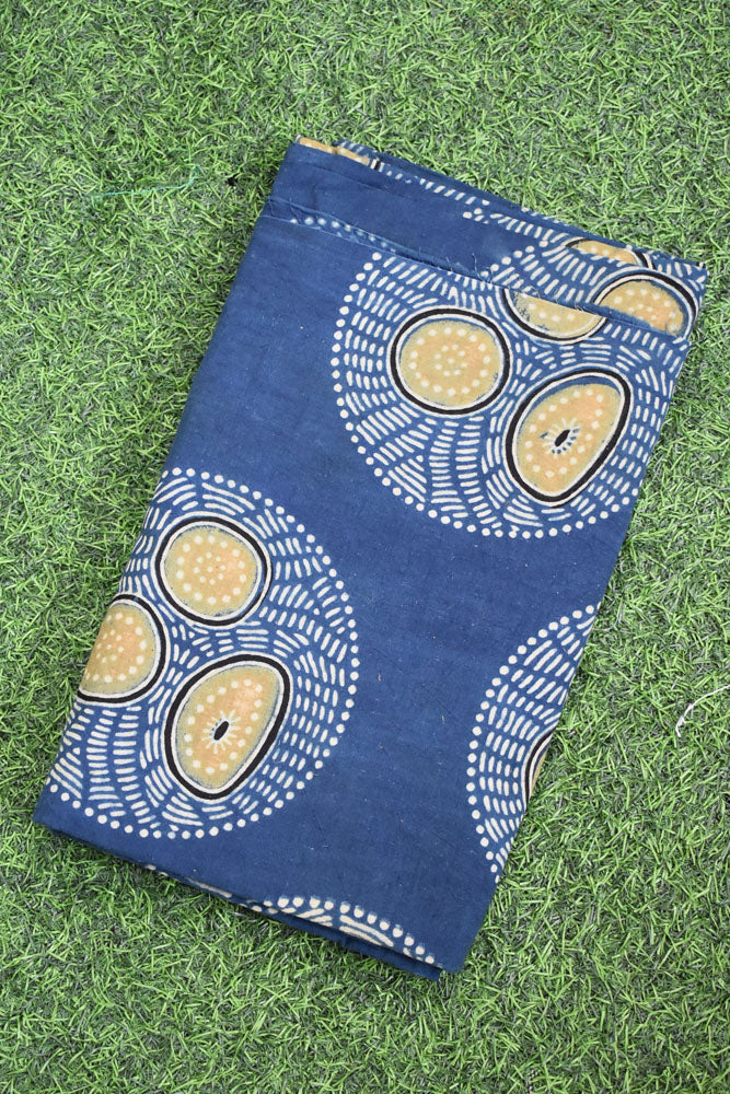 Block Print Ajrakh Cotton Suit with designer Ajrakh neck yoke /panel & Dupatta