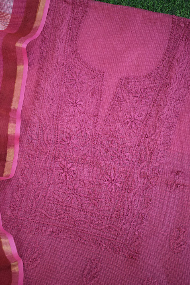 Elegant Lucknowi Chikankari Hand Embroidery work  & Block print kota dupatta set