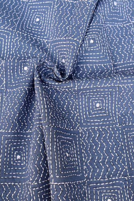 Cotton Blouse fabric with Hand Kantha work