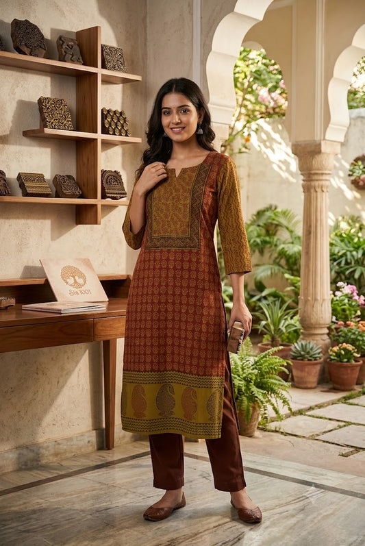 Beautiful Hand Block Printed Bagh cotton  Kurta - Size 38