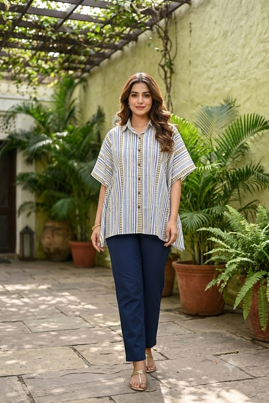 Hand Block Printed Kaftan, Free Size