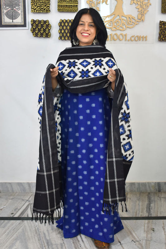 Handwoven  Ikkat Cotton dupatta with Woven Ikkat Cotton Kurta