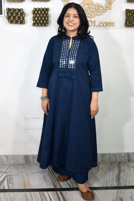 Designer Cotton Kurta & Pant Sets with Mirror & Tassel Details - Size 38 to 46 ( all sizes)