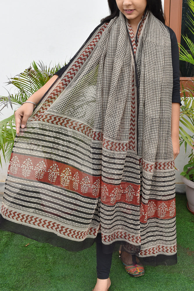 Black Printed Kota Cotton Dupatta main image 1