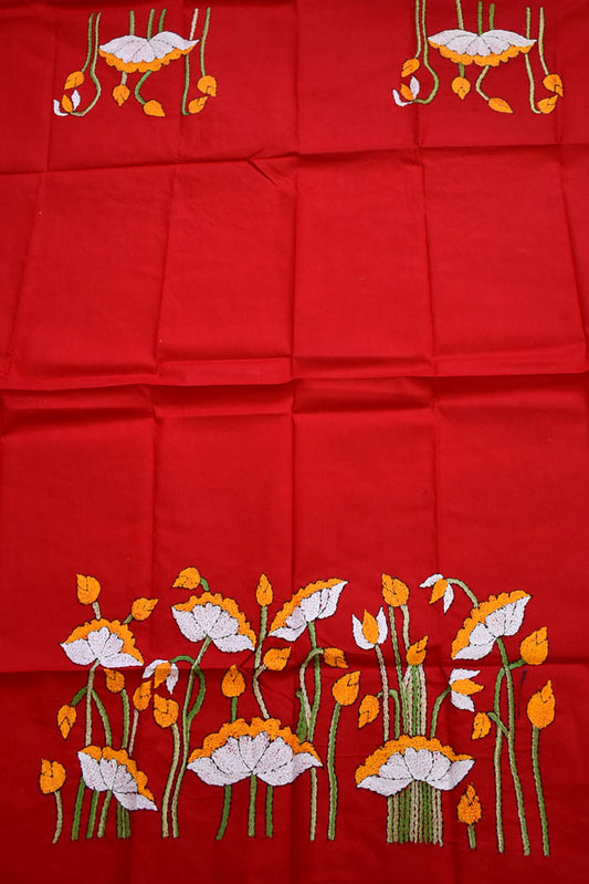 Cotton Blouse fabric with Hand Nakkshi Kantha work