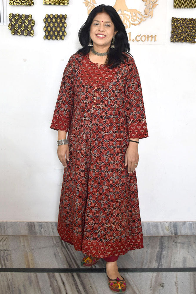 Designer Hand Block Printed Ajrakh cotton Kurta