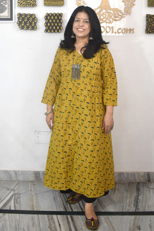 Designer Hand Block Printed Ajrakh cotton Kurta  - Size 38 to 48 ( all sizes)