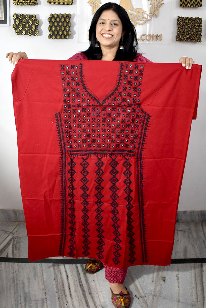 Hand Sindhi Work Cotton Kurta Fabric