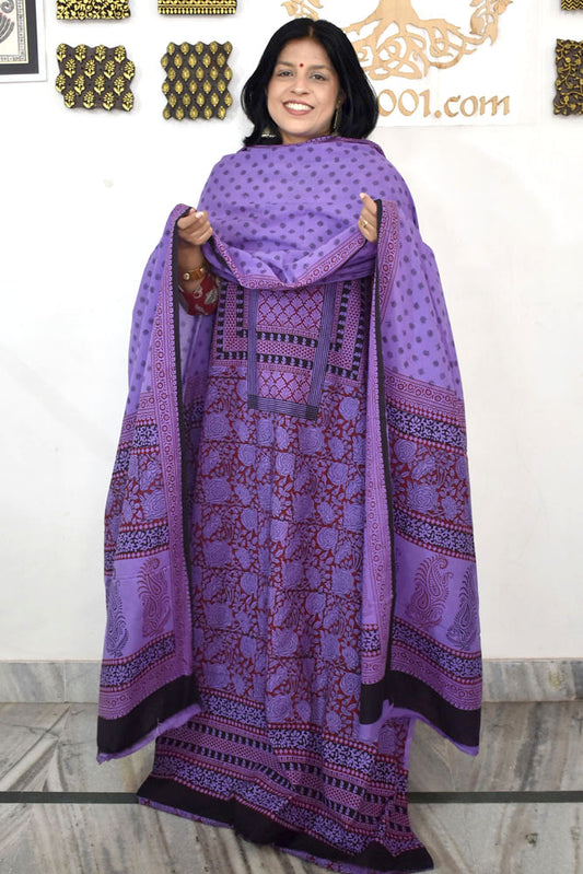 Bagh Hand Block Printed unstitched 3 pc Cotton suit fabric with Placement block print from MP