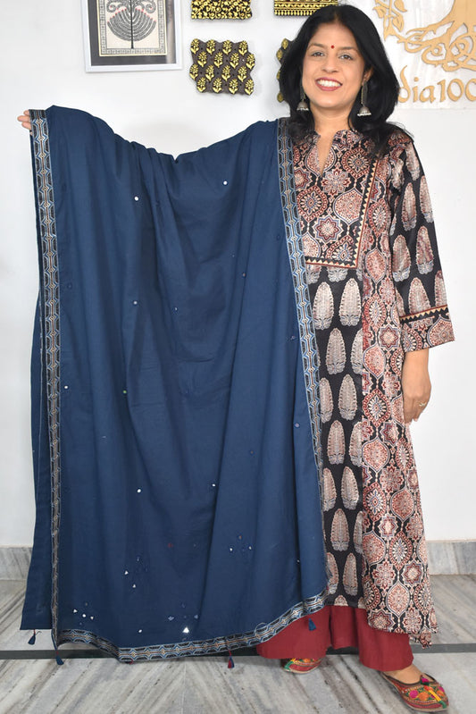 Beautiful Cotton Dupatta With Mirror Works