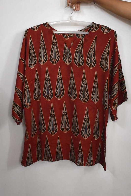 Beautiful Ajrakh Modal Silk Kaftan - 38 - 44
