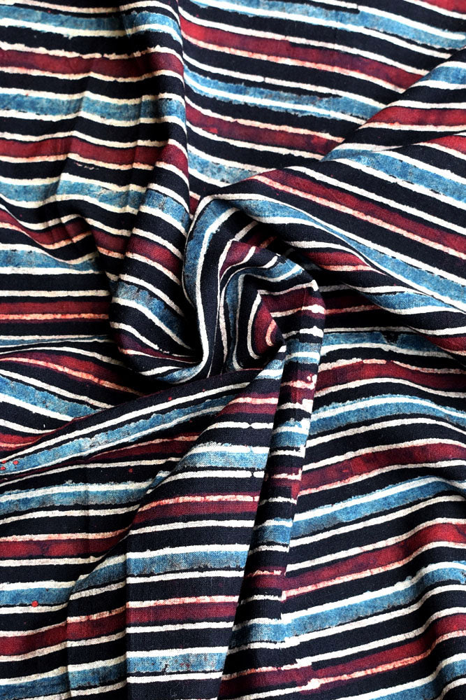 Ajrakh Hand Block Printed Cotton Cut ( blouse) Fabric
