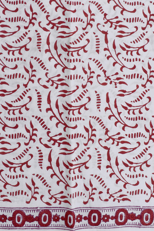 Beautiful Hand Block Printed Running Cotton Fabric ( 2.3 mtrs cut)