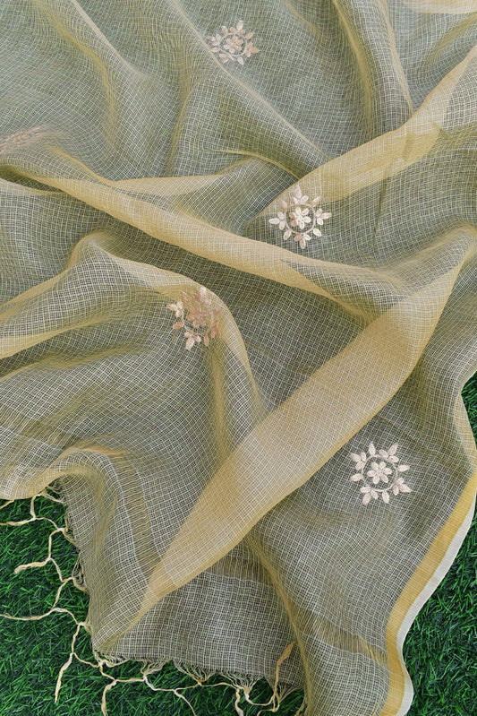 Kota silk dupatta with Pitta Embroidery work