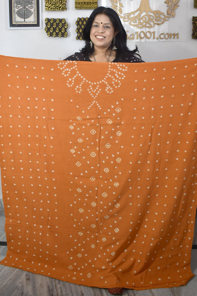 Handwoven Kala Cotton Kurta Fabric With Hand Bandhej Work
