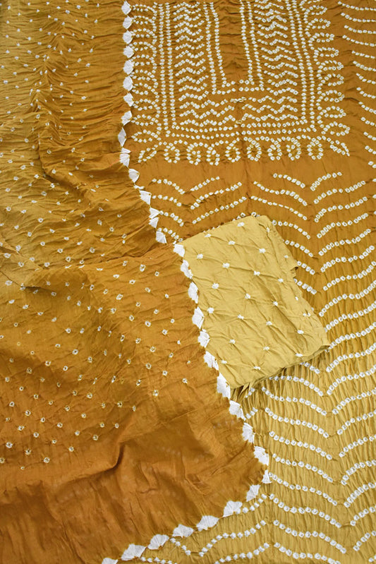 Hand Tie & Dye Kutch Bandhani 3 pc Cotton Unstitched Suit