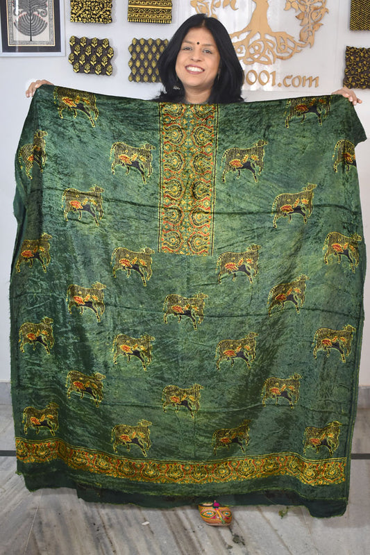 Ajrakh Velvet kurta fabric